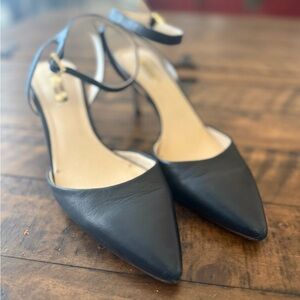 👠 Louise et Cie Navy Leather Slingback Kitten Heels | Size 8.5